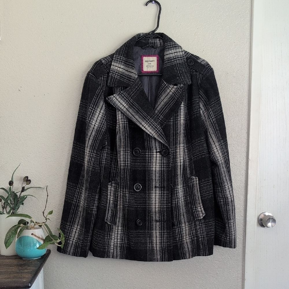 Old Navy Plaid Pea Coat - Women's 2X